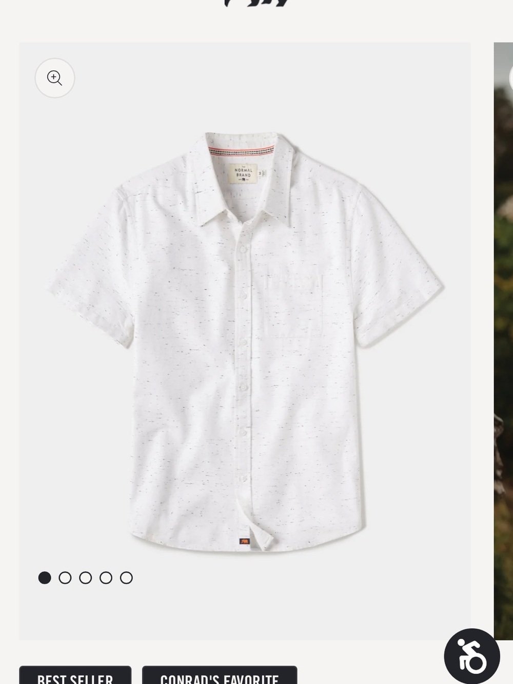 The Normal Brand Freshwater Short Sleeve Button Up Shirt in White Nep Like New
